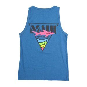 Maui And Sons Blue Tank Top Small Shark Logo 50% Cotton 50% Polyester